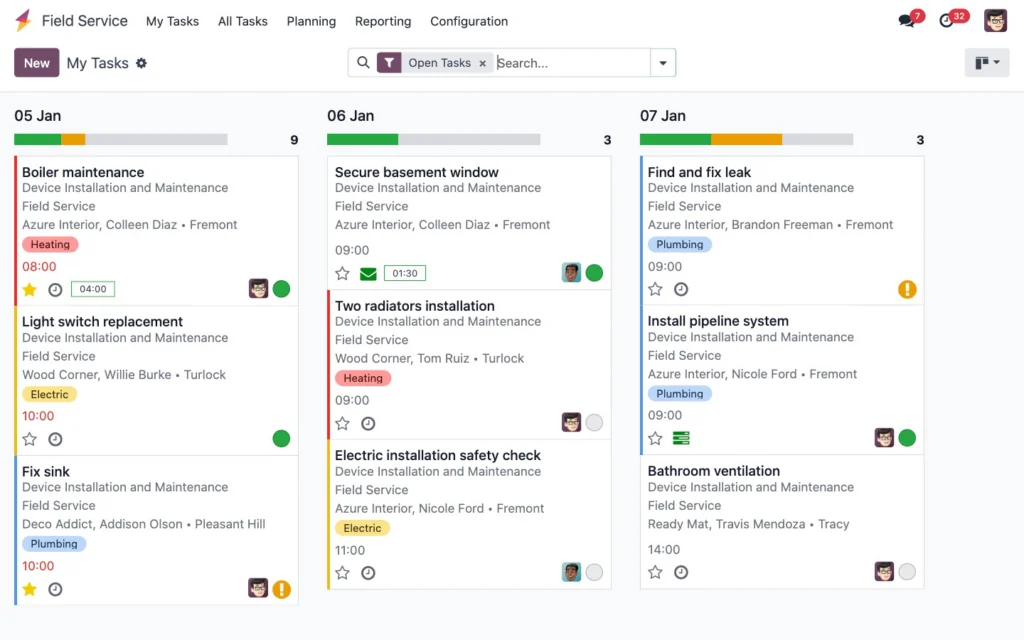 Screenshot der Odoo-App Aussendienst
