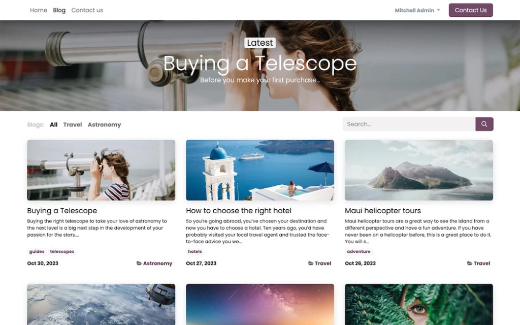 Screenshot der Odoo-App Blog