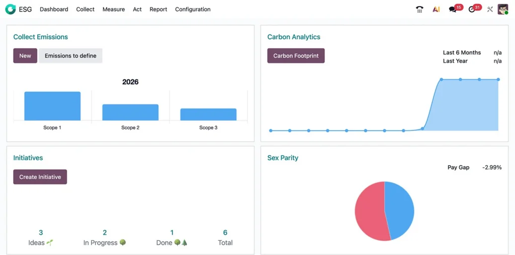 Screenshot der Odoo-App ESG