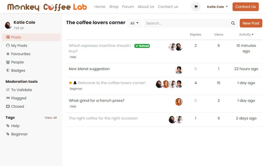 Screenshot der Odoo-App Forum