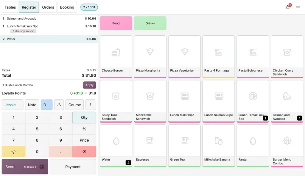 Screenshot der Odoo-App Kassensystem Restaurant